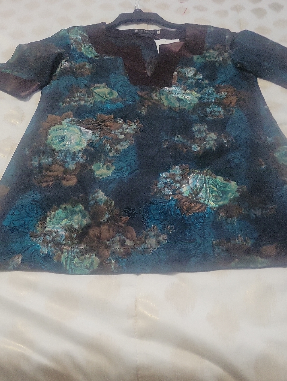 Silver Jeans Satin-Look Maroon Jacket with Teal Accents